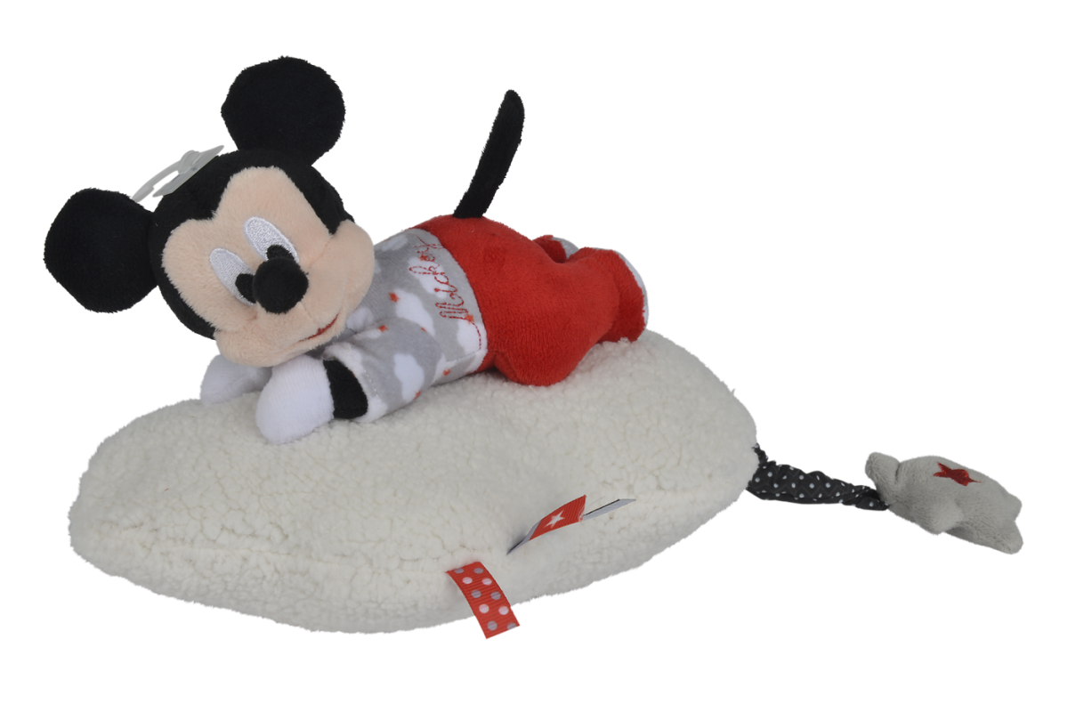  mickey souris boîte à musique nuage rouge beige 25 cm 